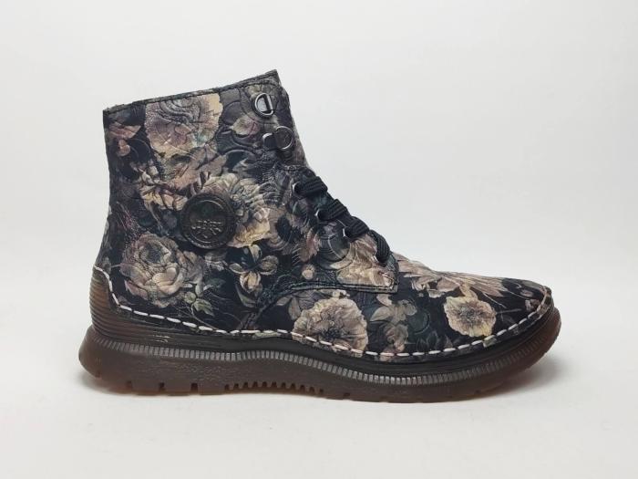 Boots fourrées femme fleuries originales et confortables RIEKER 53632 tendance