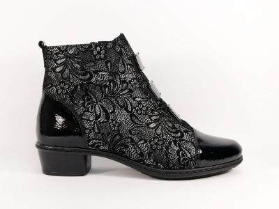 Bottine noire chic et originale à talon RIEKER Y07C9 pour femme