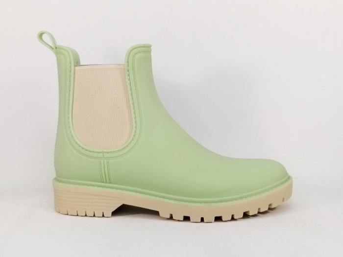 Bottines de pluie femme originales vert anis destockage MORAN'S xadette pas cher