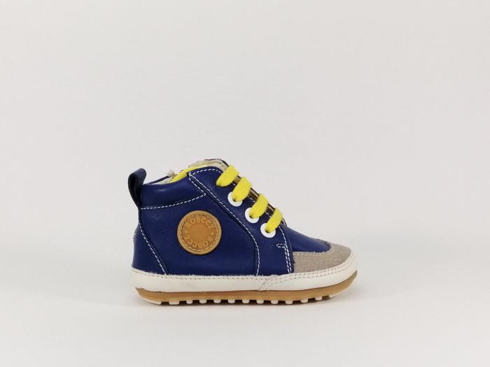 Basket souple en cuir bleu pour bébé en destockage ROBEEZ Migo 
