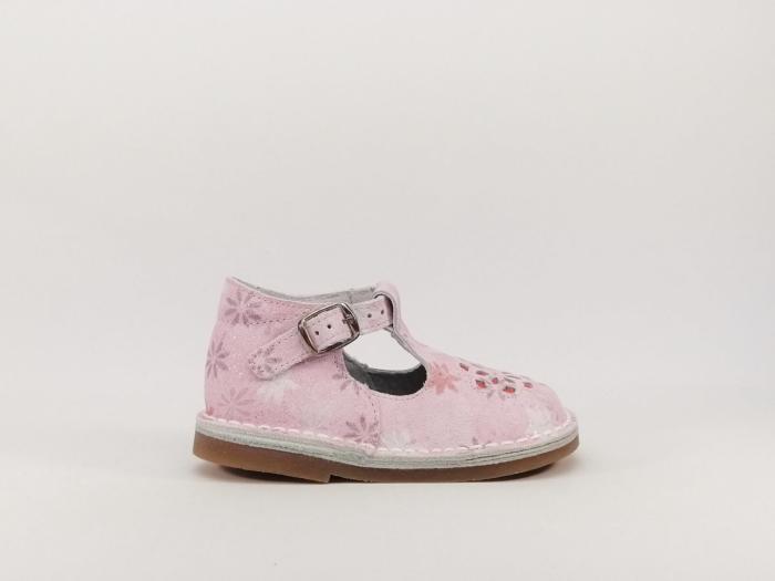 Chaussure fille tout cuir à fleurs destockage PAMPABLUE Pelablue