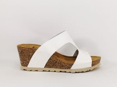 Mule compensée femme cuir blanc chic et confort JORDANA 3737 fabrication Espagne