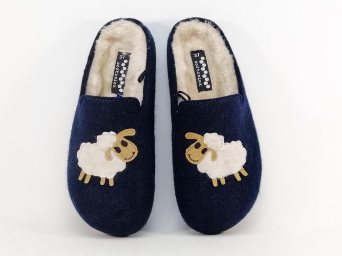 Pantoufles femme originales mouton fourrées à pas cher SUPREMO SOFTRELAX 7420990505 marine