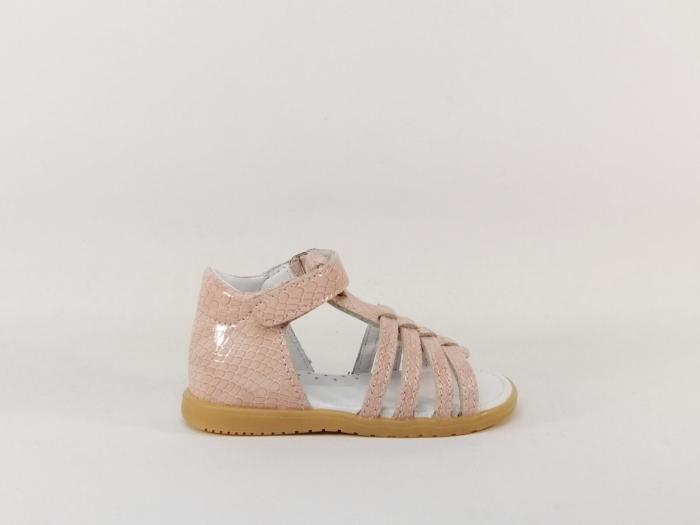 Sandale bebe fille premiers pas en destockage BOPY reality arrière fermé cuir rose