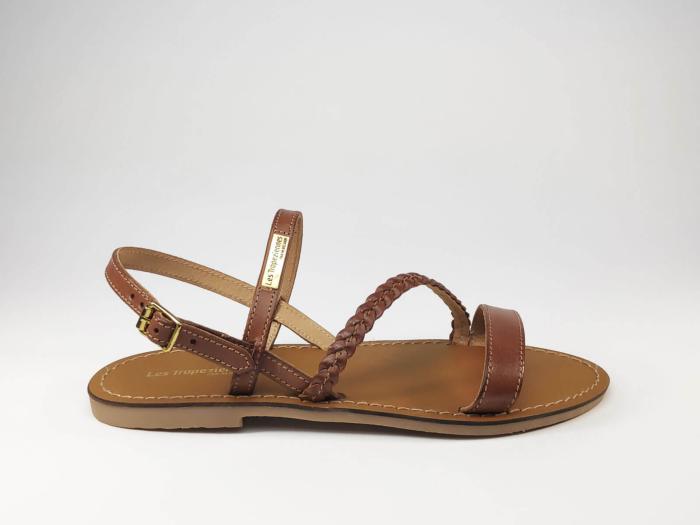 sandale plate cuir camel homme