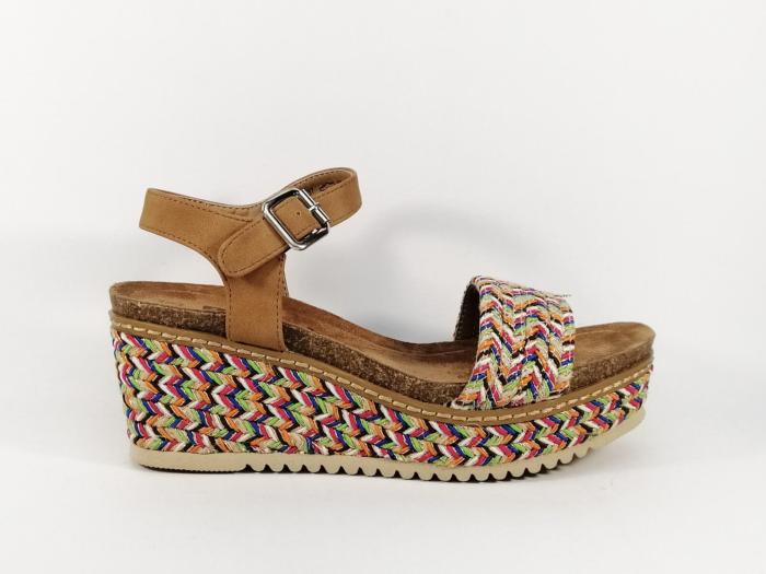 Sandale compensée multicolore destockage REFRESH 72673 vegan femme