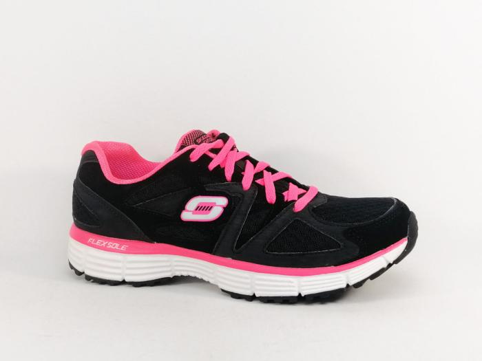 Basket SKECHERS femme destockage agility 11870 à pas cher sport noir rose