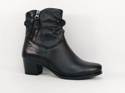 Bottine talon carr confortable largeur G femme CAPRICE 25347 cuir noir