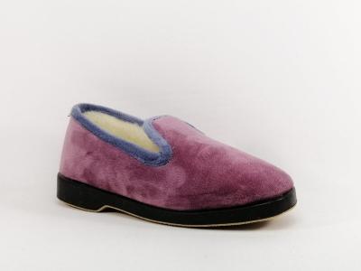Chausson femme charentaise fourrée pure laine vieux rose CHIC & RELAX OUF cimaise