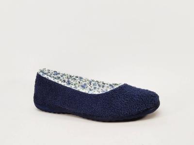 Chausson ballerine femme été pied sensible souple en éponge bleu marine SOCA 0360