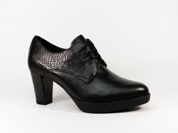 Derby chic à talon destockage TAMARIS 23309 en cuir noir