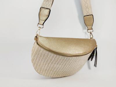 Sac banane femme pas cher chic doré raphia beige tendance MARO S12-26 light gold