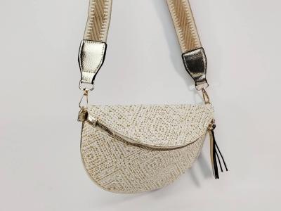 Sac banane femme pas cher chic doré beige raphia paille tendance MARO S12-21