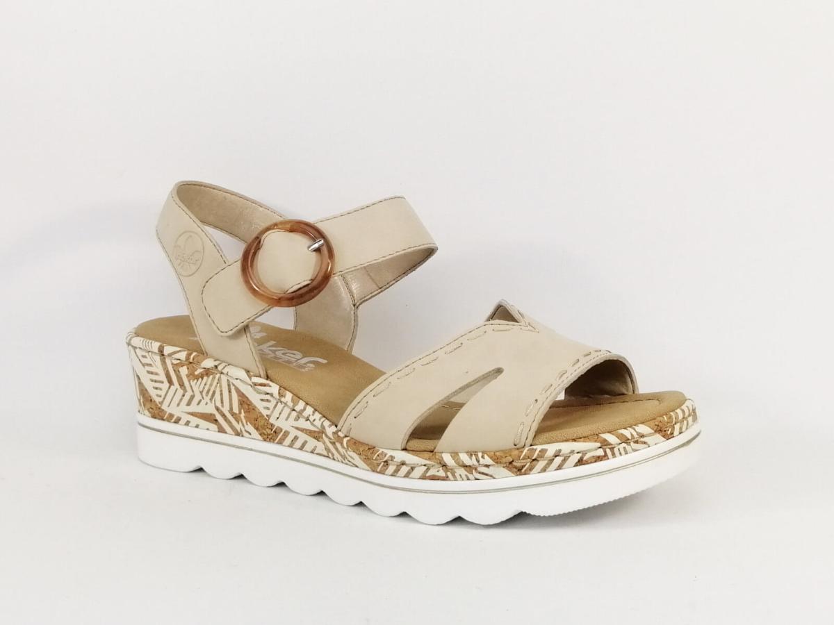 Sandale Beige Compens Confort RIEKER I Pointure Plus