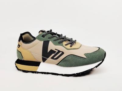 Sneakers homme tendance destockage VON DUTCH volf kaki confortable à pas cher