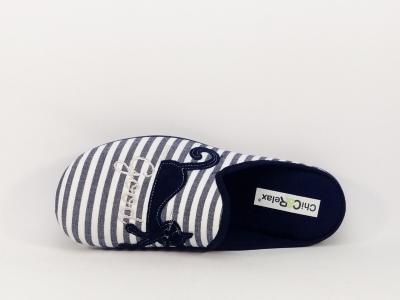 Chausson mule été motif chat femme CHIC & RELAX cadochat marine