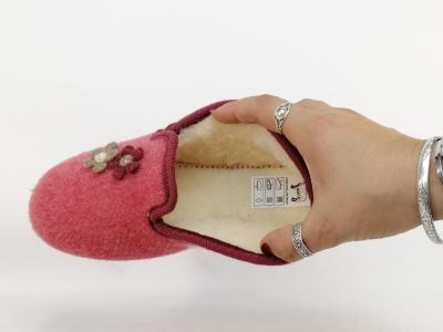 Chaussons chauds femme fourrés pure laine SOCA 0340 fresa rose souple