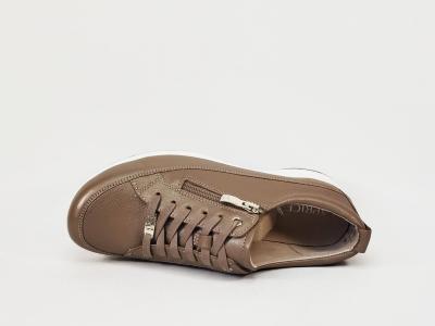 Chaussures femme pieds larges et sensibles largeur K CAPRICE 23727 taupe cuir confort