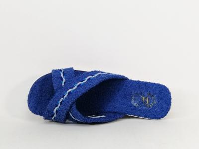 Mule femme pieds sensibles confort à talon compensé bleu à pas cher PATRIZIA spugna