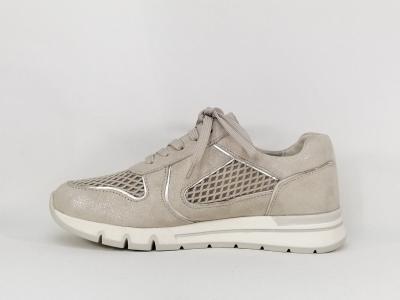 Basket pieds larges femme grand confort CAPRICE 23706 cuir gris largeur h