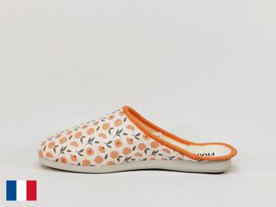 Chausson femme été coton toile pieds sensibles made in France BOSSI orleans pêches