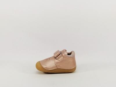 Chaussure premiers pas fille bébé cuir souple rose destockage ASTER kimousi