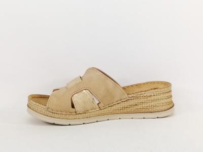 Mule compensée femme chic confortable semelle cuir doré à pas cher MORAN'S accru