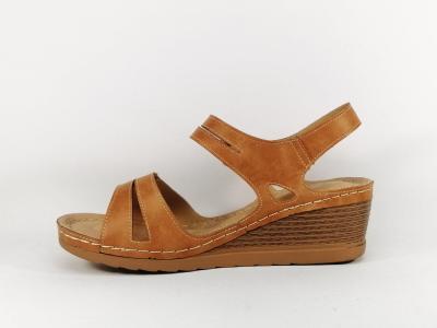 Sandale femme à talon pas cher grande taille CINK ME DM008-3 à velcro camel