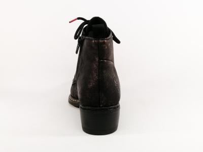 Bottine femme chic confortable et originale noire bronze RIEKER Y0830 à talon tendance