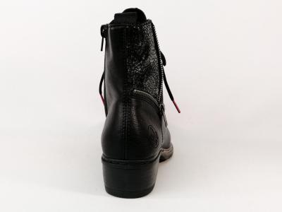 Bottine femme chic et originale noire à lacets RIEKER Y0800-00 confortable