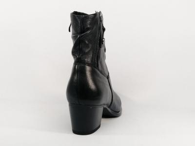 Bottine talon carré confortable largeur G femme CAPRICE 25347 cuir noir