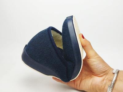 Chaussons chauds homme charentaise fourrée pure laine SOCA 0591 marine