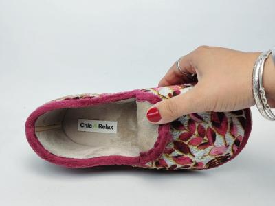Chausson femme semelle feutre charentaise originale rose CHIC & RELAX gabilo