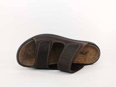 Mule homme cuir marron confortable à scratch destockage IMAC 753061 à pas cher