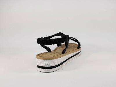 Sandale femme tendance et pas cher noir semelle épaisse LAURA MODE WL#055