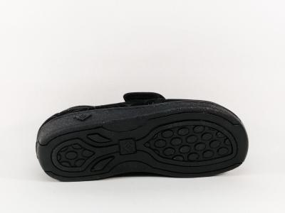 Chaussure femme pieds sensibles et larges en toile noire souple à velcro BOISSY 6297 confort