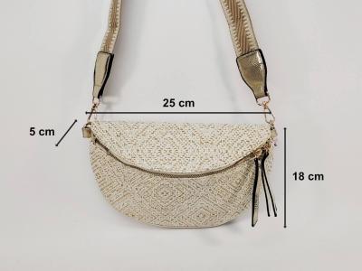 Sac banane femme pas cher chic doré beige raphia paille tendance MARO S12-21