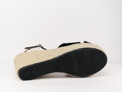 Sandale noire compensée chic TOM TAILOR 1190101 grande pointure femme