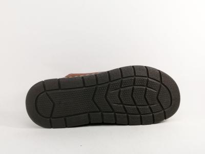 Sandale homme confortable cuir camel souple à velcro pieds larges ORLAND 25012