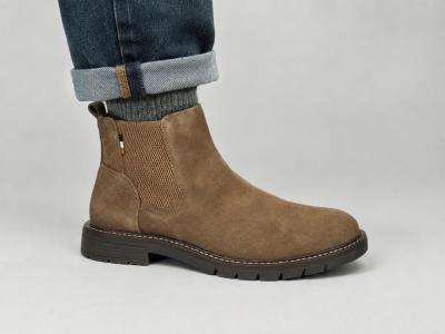 Chelsea boot homme daim cuir taupe souple confortable destockage LONDONS LIFE 162674 à pas cher