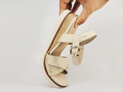 Sandale femme pieds larges TAMARIS COMFORT 88736 cuir beige chic confortable à scratch