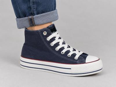 Basket toile femme jean montante à pas cher confortable destockage REFRESH 79829
