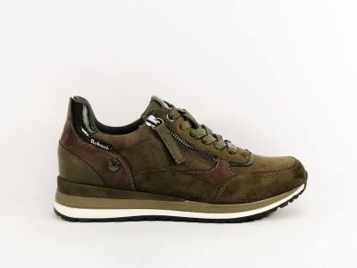 Basket femme kaki tendance et confortable chic en destockage REFRESH 170133 vegan zip et lacets