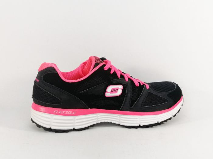 Basket SKECHERS femme destockage agility 11870 à pas cher sport noir rose