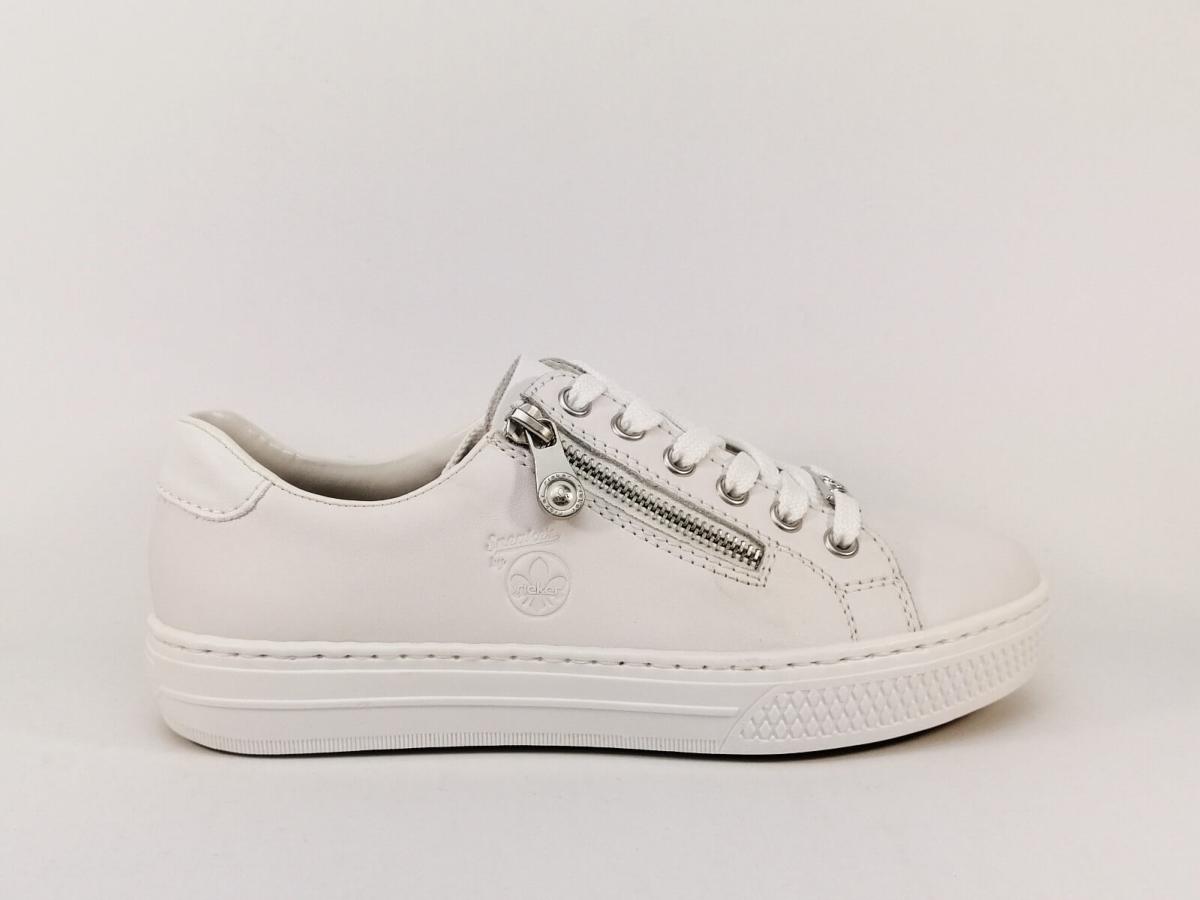Basket RIEKER Cuir Blanc Confort I Pointure Plus