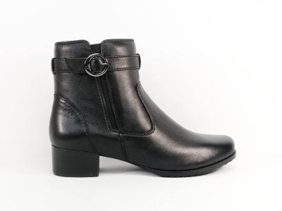 Bottine femme cuir souple noir grand confort pieds larges et sensibles CAPRICE 25420 largeur H