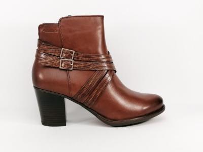 Bottine en cuir chestnut à talon haut TAMARIS 25337 femme