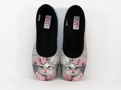 Chausson ballerine femme motif chat velours OUF CHIC & RELAX Trapile