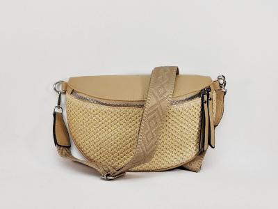 Sac banane femme pas cher chic taupe beige raphia tendance MARO S12-30
