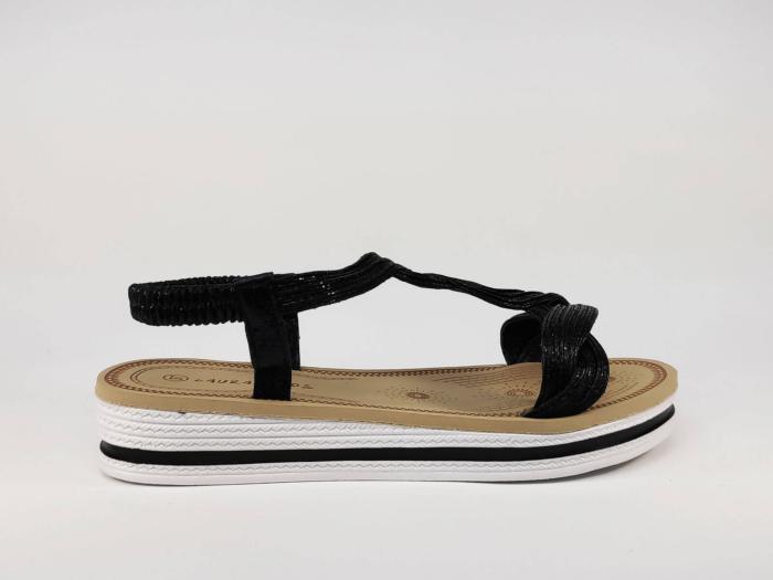 Sandale femme tendance et pas cher noir semelle épaisse LAURA MODE WL#055